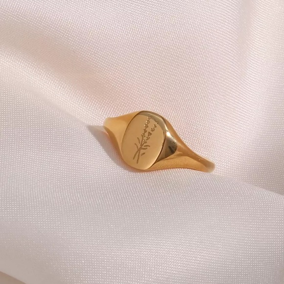 18K Gold Engraving Sunflower Ring, cute Ring, shiny Ring. - Picture 5 of 6